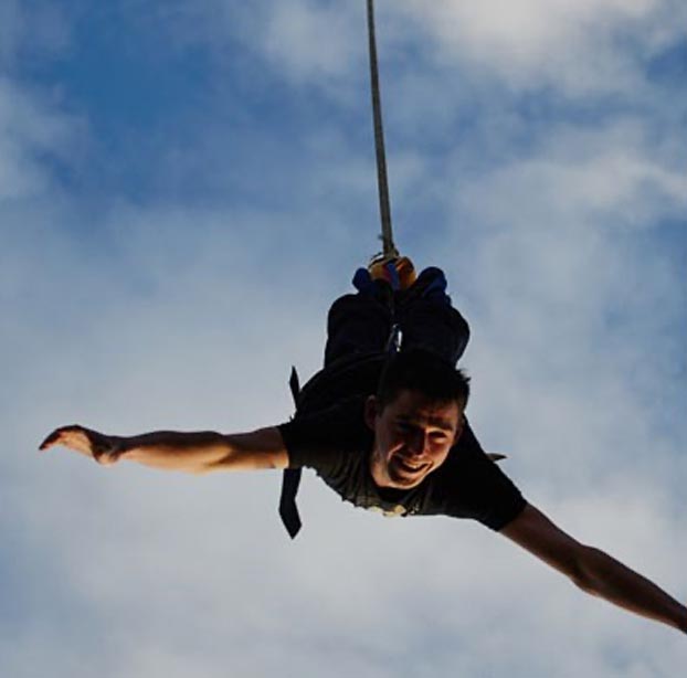 Person bungee jumping in Scotland