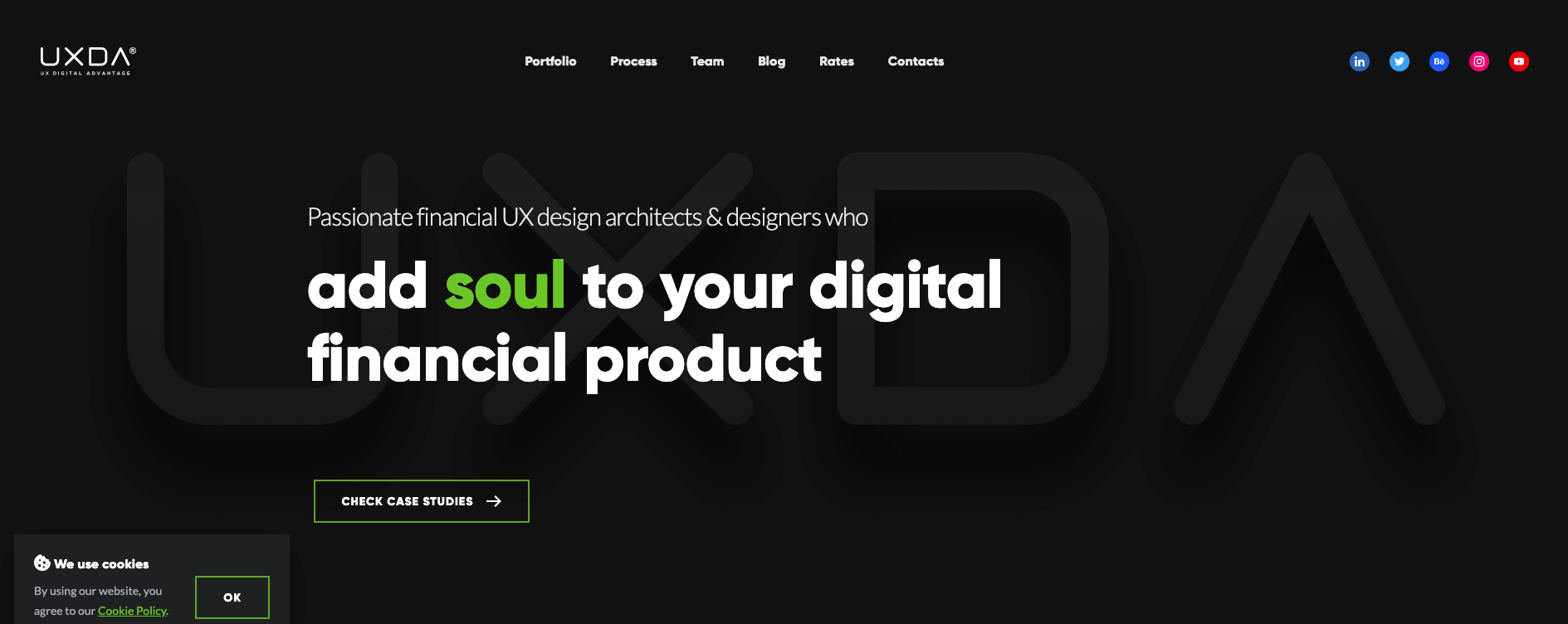 Landing page of UXDA