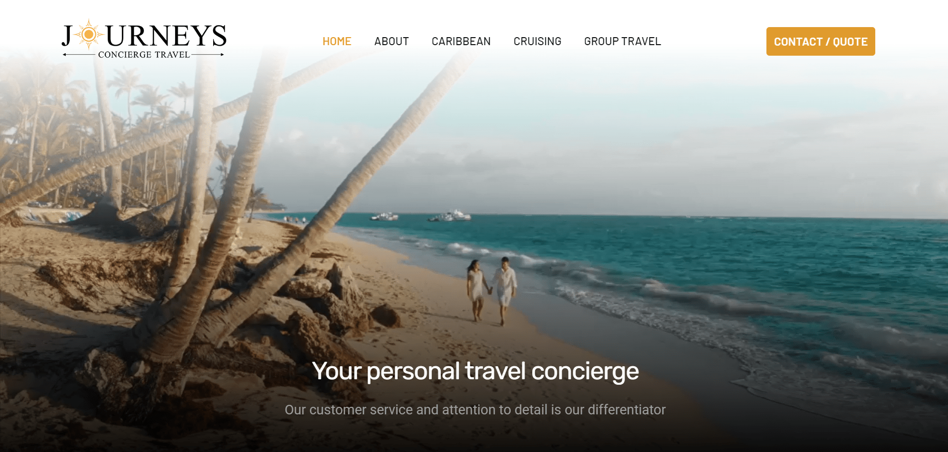 Landing page of Journey's Concierge 