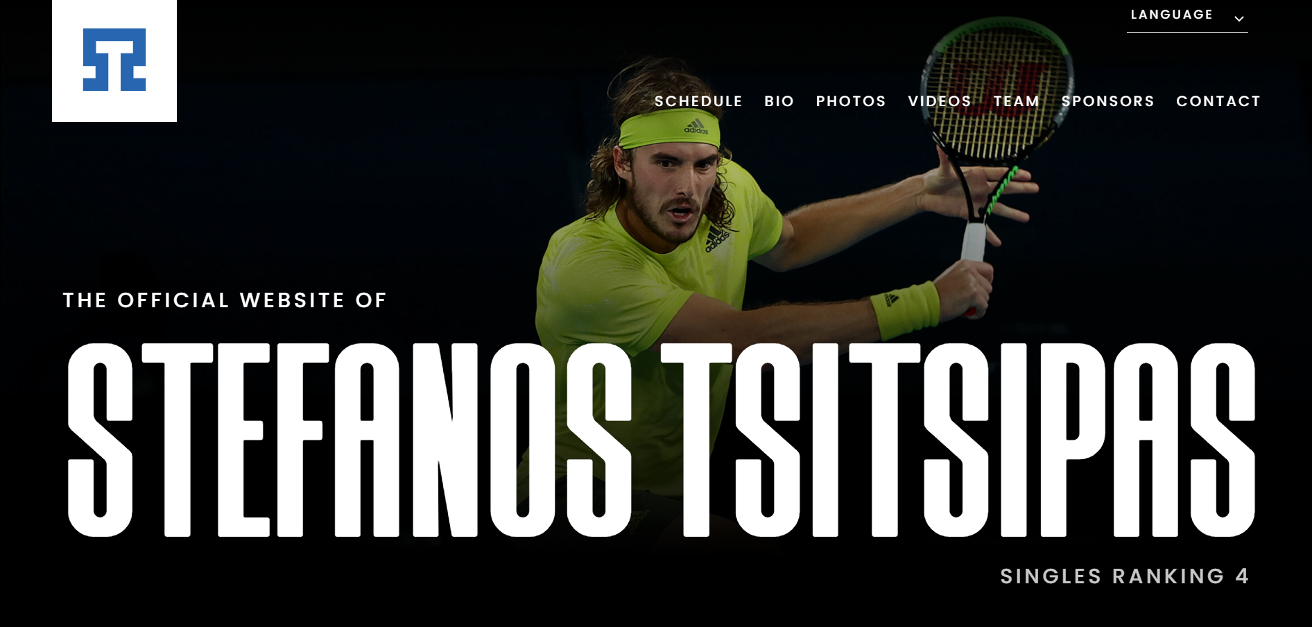 Landing page of Stefanos Tsitsipas 