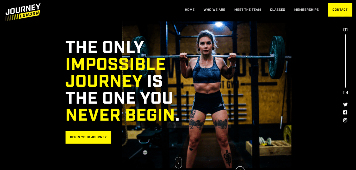 Landing page of Journey London - CrossFit Box