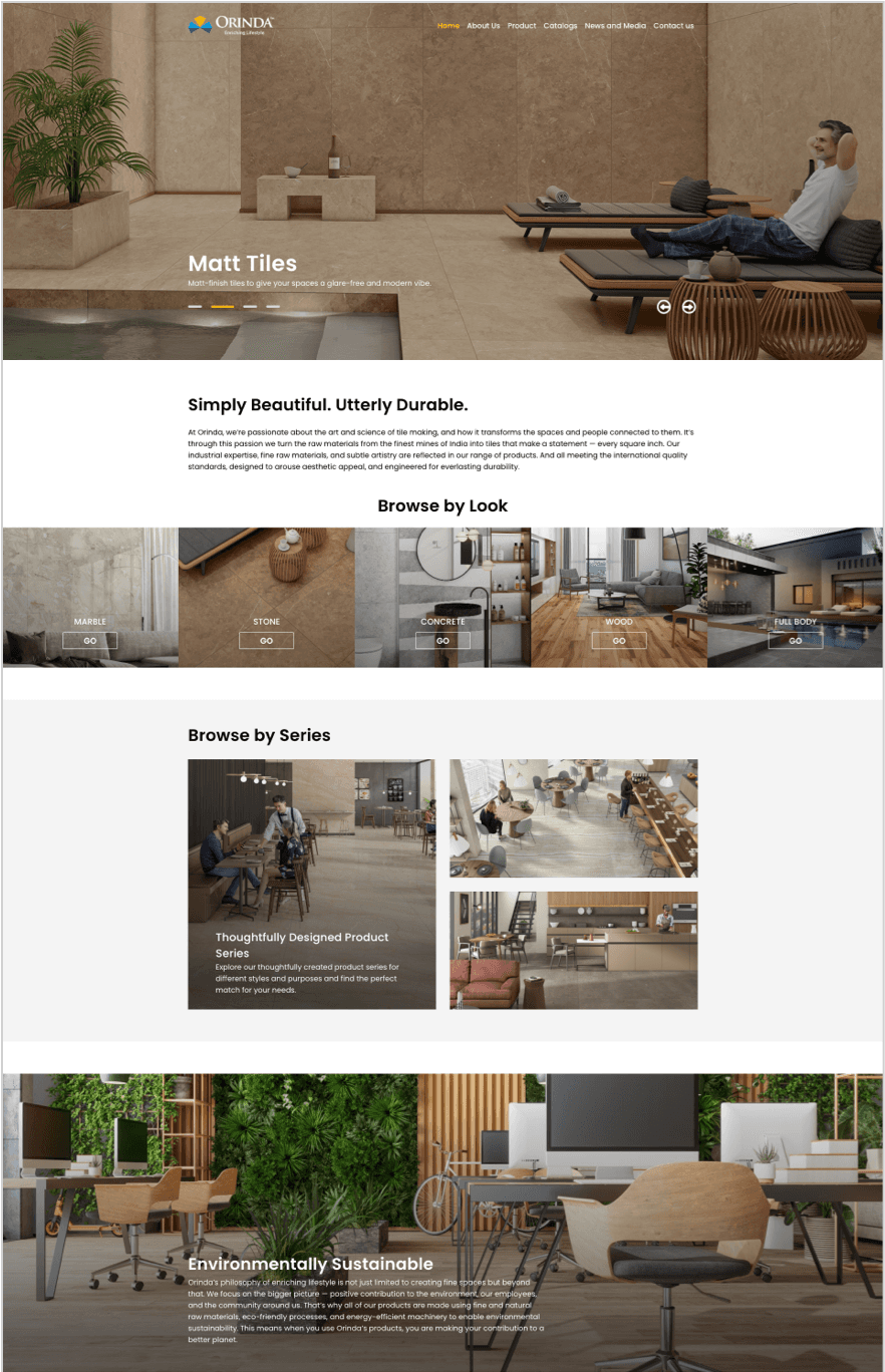 Corporate Website for  Tile Manufacturer designs