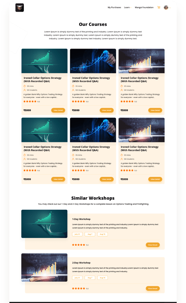 PR Sundar: e-Learning Platform for Trading Courses designs