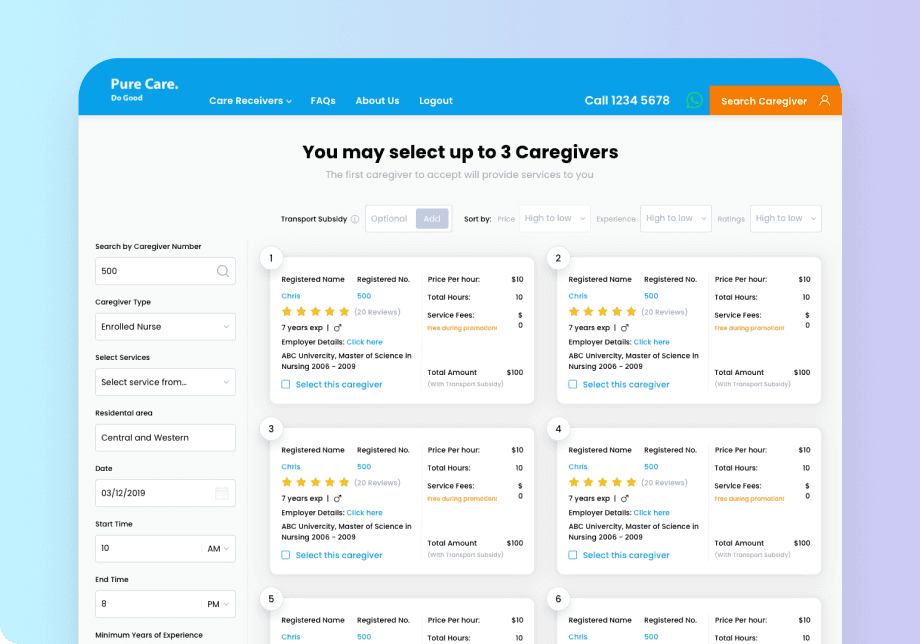 Caregivers's Booking Platform